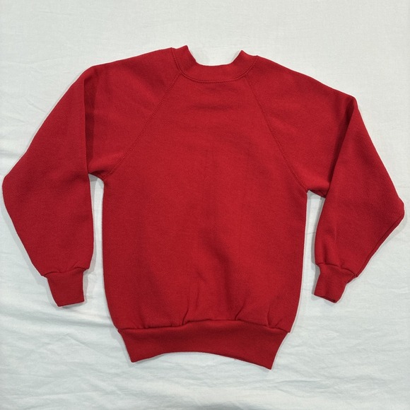 Tultex Other - Vintage Tultex Sweater Youth Small Red Made in USA Raglan Sweatshirt Blank 90s